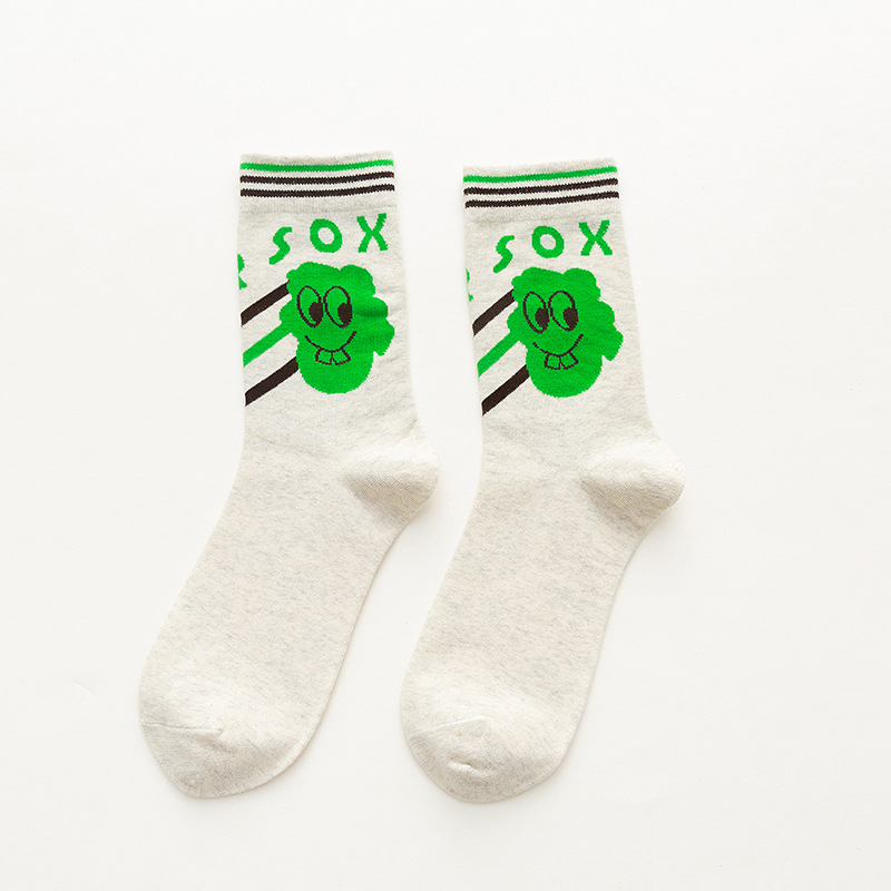 Female Socks Cute Cartoon Ladies Middle Stockings INS Casual Wild Women
